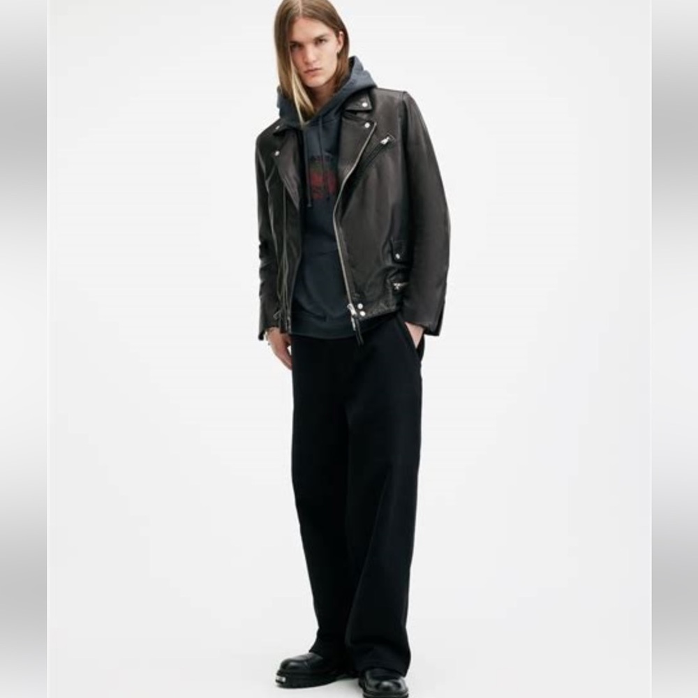 EUC All Saints Clay Black Leather Jacket